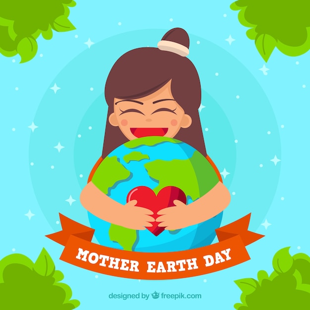 Free vector mother earth day cute background in flat design