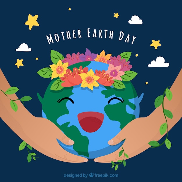 Free vector mother earth day cute hand drawn background