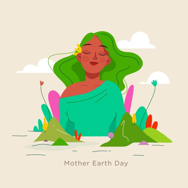 Mother earth day event with hand drawn style