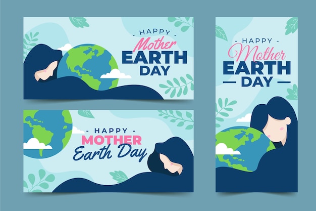 Mother earth day flat banner