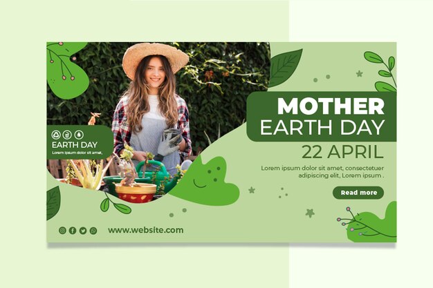 Mother earth day horizontal banner template