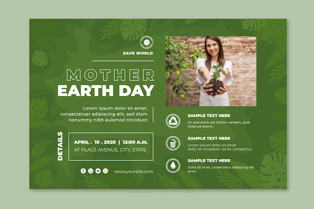 Mother earth day horizontal banner template