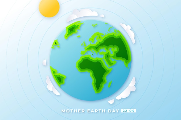 무료 벡터 종이 스타일의 어머니 지구의 날 그림