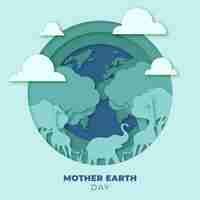 Free vector mother earth day illustration in paper style