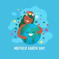 Бесплатное векторное изображение День матери-земли в плоском дизайне