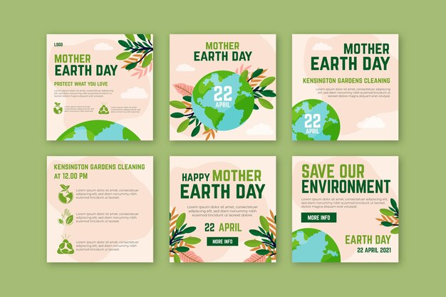 Mother earth day instagram posts collection