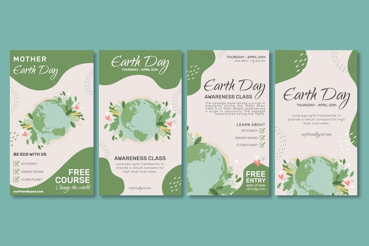 Free Vector mother earth day instagram stories collection