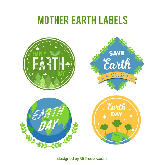 Free vector mother earth day label collection