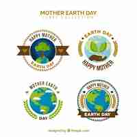 Free vector mother earth day label collection