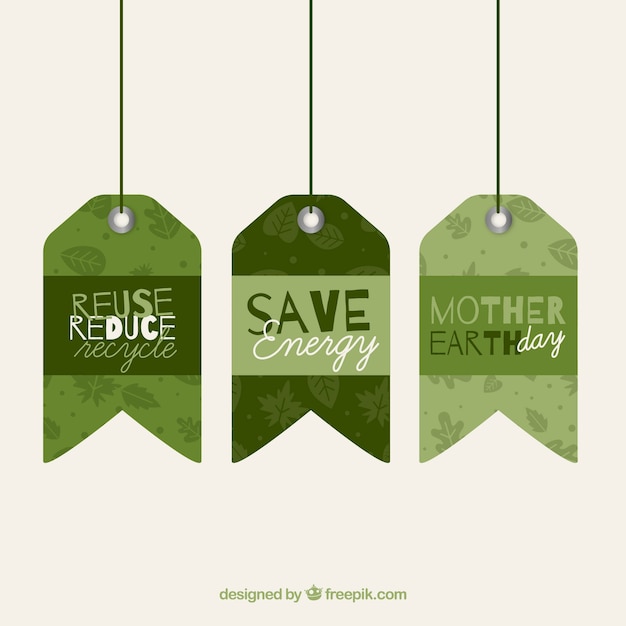 Free vector mother earth day labels in flat design