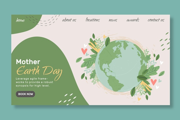 Free vector mother earth day landing page template