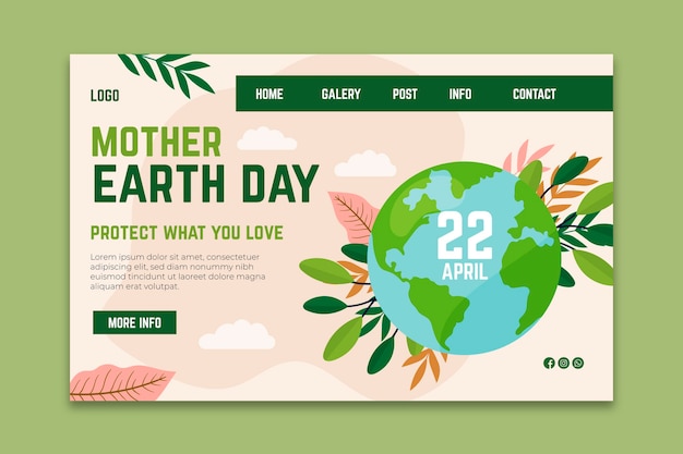 Mother earth day landing page template