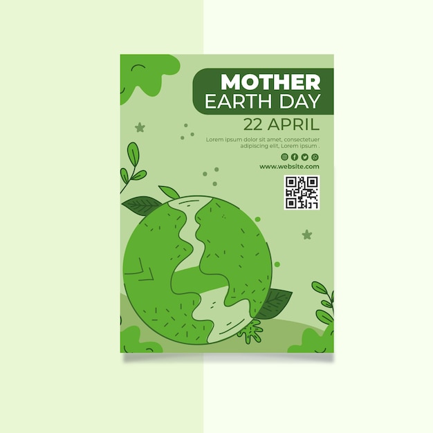 Free vector mother earth day vertical poster template