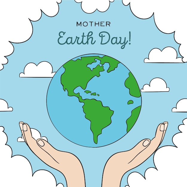 Mother earth day with  hands and planet earth