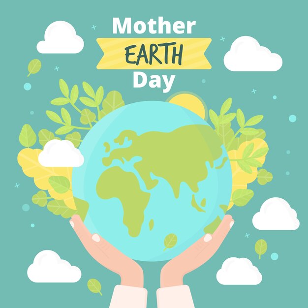 День Матери-Земли с листьями и облаками