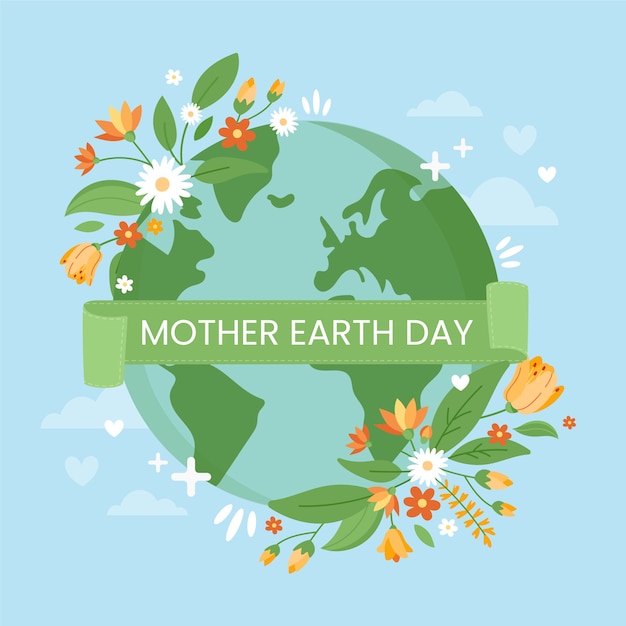 Free vector mother earth day with spring flowers