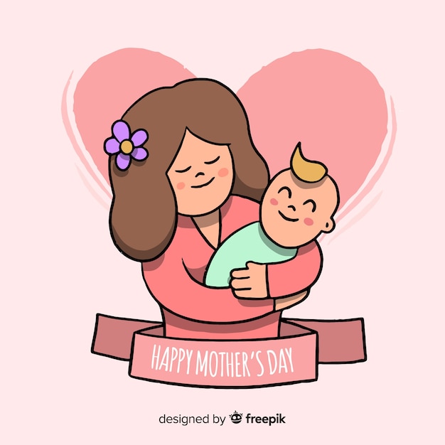 Free vector mother holding baby mother's day background