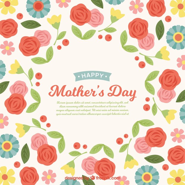 Mother's day background with colorful flowers