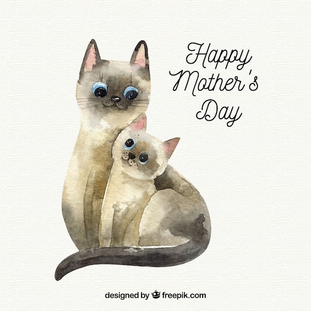 Download Free Mother S Day Background With Cute Cats In Watercolor Style Svg Dxf Eps Png Vector Svg File Free Download