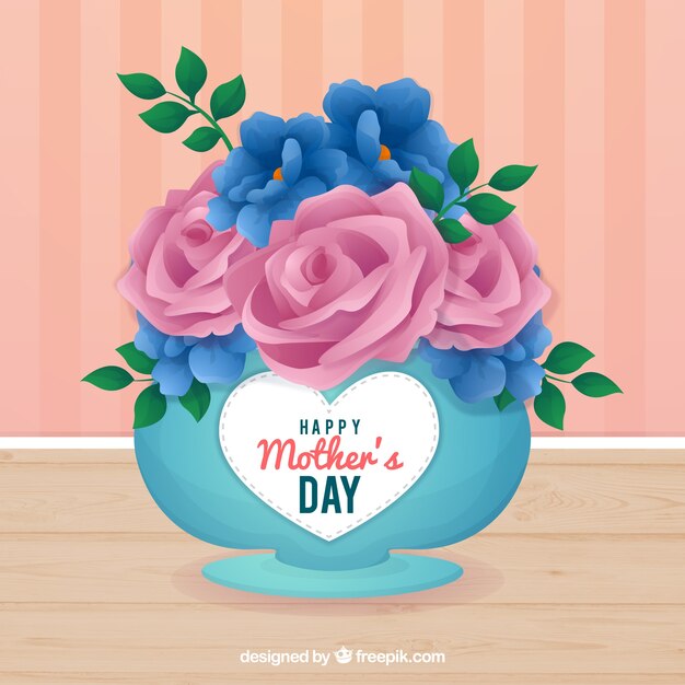 Mother's day background with flower vase