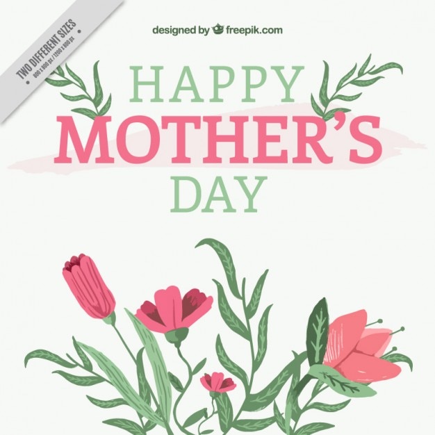 Free vector mother's day background with hand painted flowers