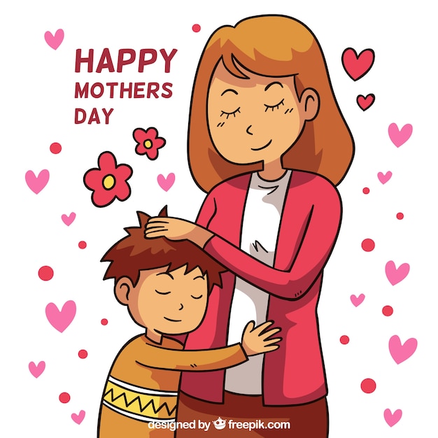 Free vector mother's day background with happy family