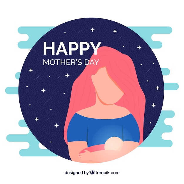 Mother's day background with woman and her baby