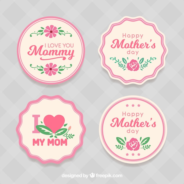 Vettore gratuito collezione di badge per la festa della mamma