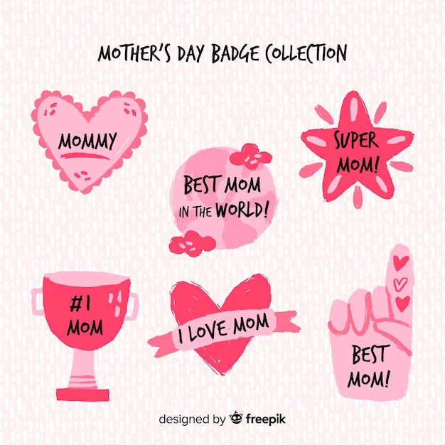 Vettore gratuito collezione di badge per la festa della mamma