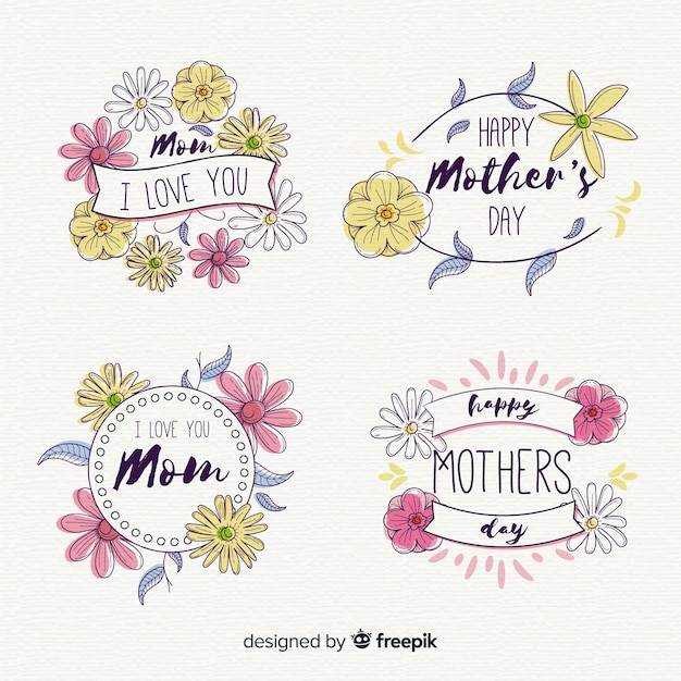 Free vector mother's day badge collection