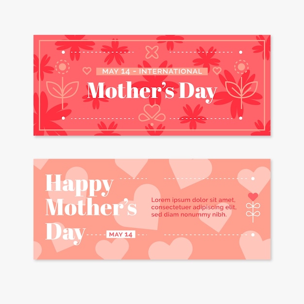 Free Vector mother's day banners in flat design