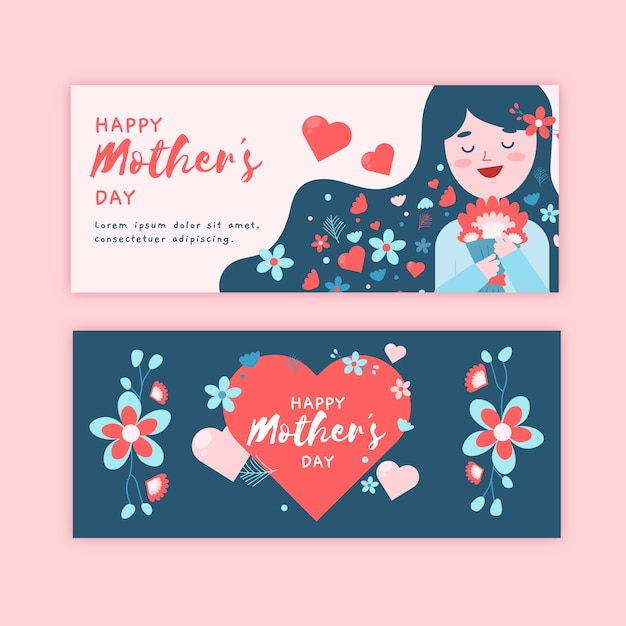 Mother's day banners in flat design