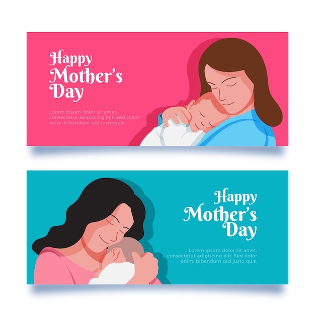 Mother's day banners in flat design