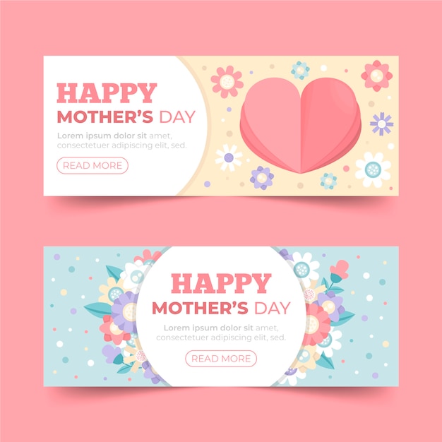 Free vector mother's day banners flat style