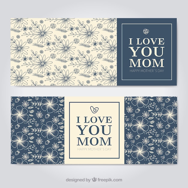 Mother's day banners with pretty flowers