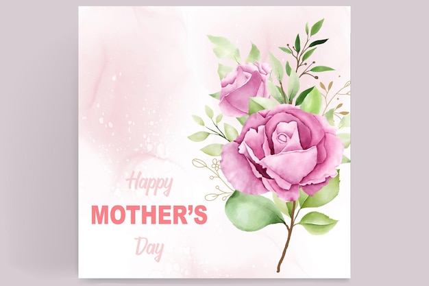 Free vector mother's day card with elegant flowers