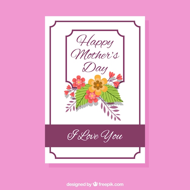 Free vector mother's day card with flat flowers