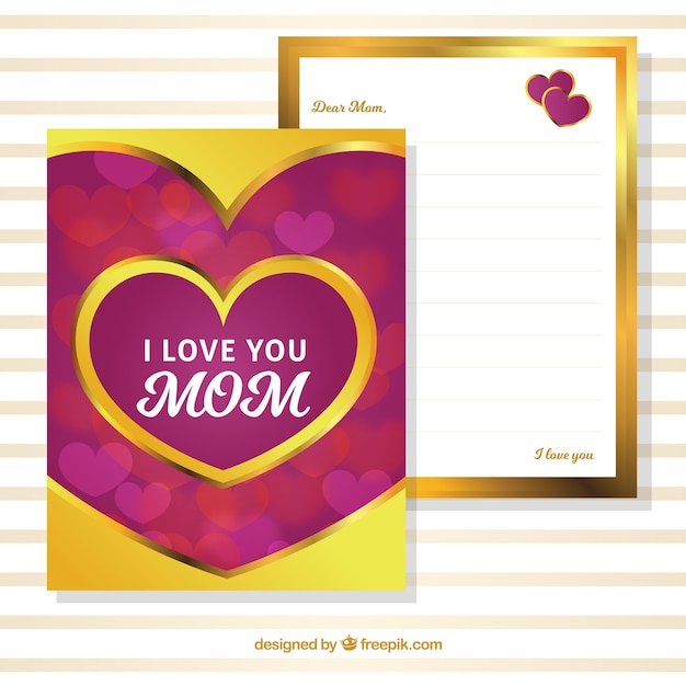 Free vector mother's day card with heart