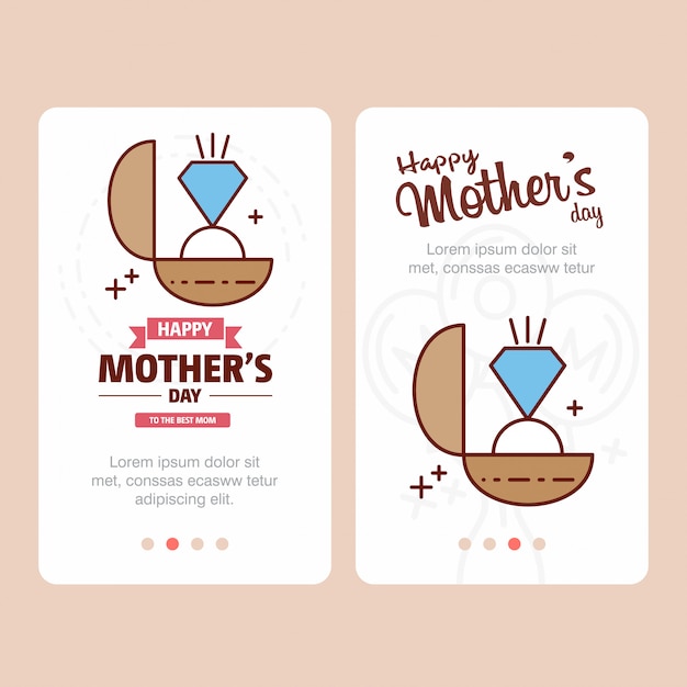 День матери карты с логотипом кольца и розовый вектор темы