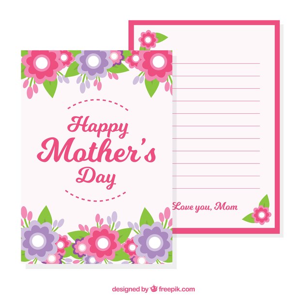 Mother's day greeting card with flowers