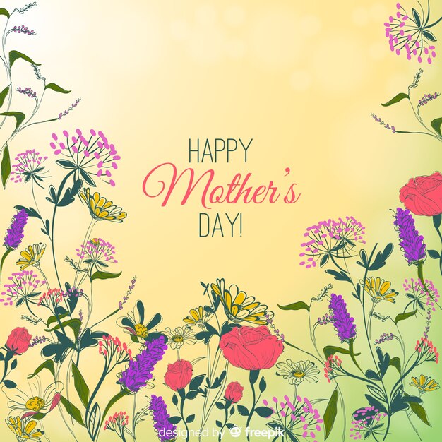 Бесплатное векторное изображение День матери рисованной цветочный фон