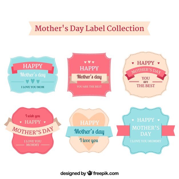 Free vector mother's day label collection