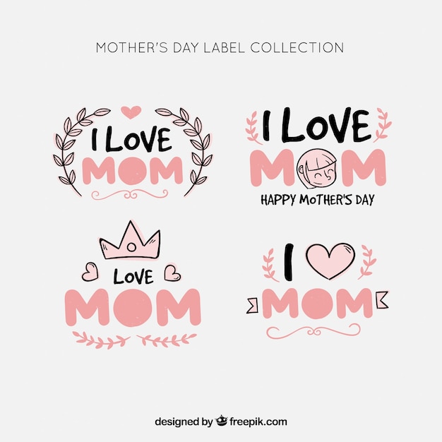 Free vector mother's day label collection