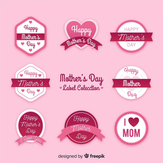 Free vector mother's day label collection