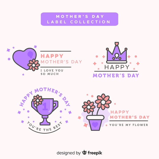 Free vector mother's day label collection