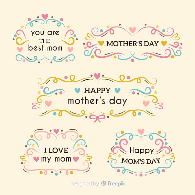 Free vector mother's day label collection