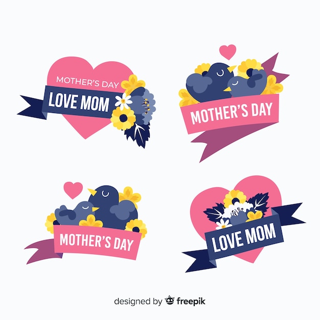 Free vector mother's day label collection