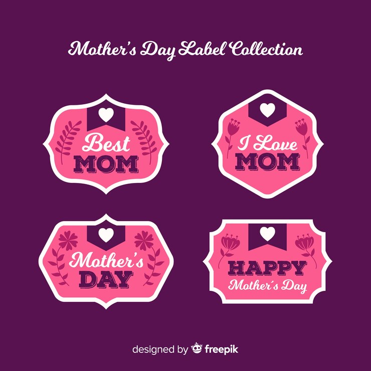 मुफ़्त वेक्टर mother's day label collection