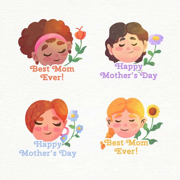 Free vector mother's day label collection