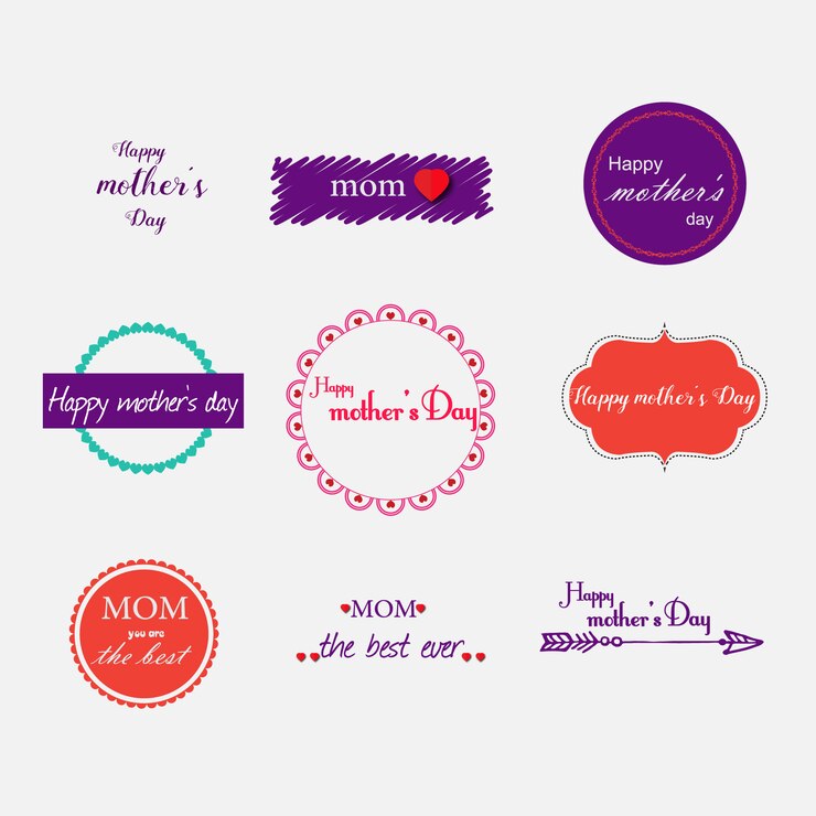 मुफ़्त वेक्टर mother's day labels collection